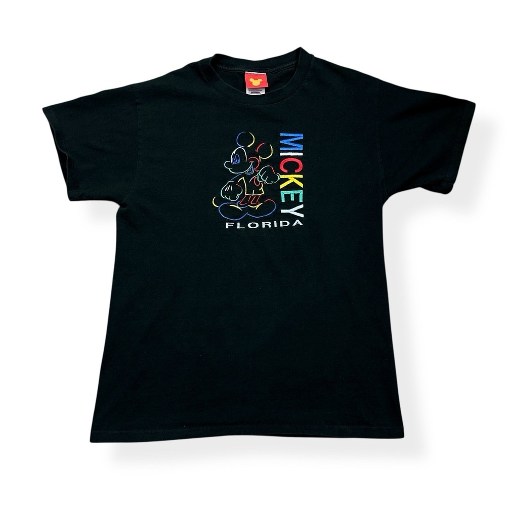 Vintage Disney Mickey Mouse Orlando‎ Florida Embroidered Black Colorful Size Med